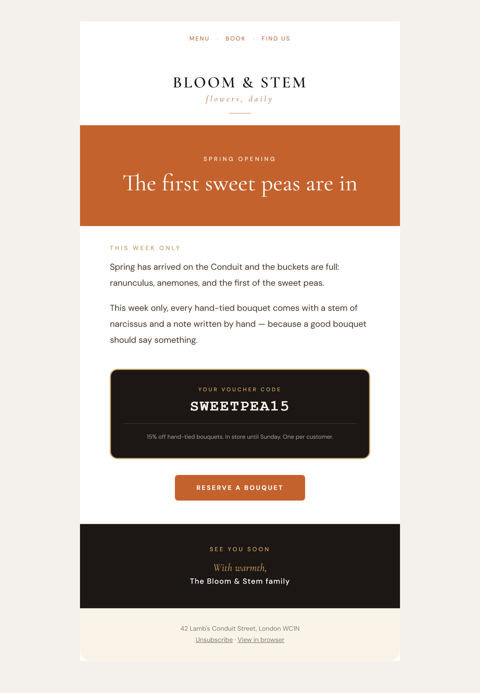 A real sign-up welcome email we designed and sent